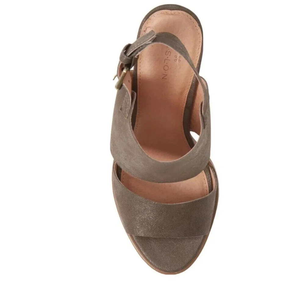 Caslon Women's Slingback Block Heel Sandals Miriam Earth Metallic Gray Size 10